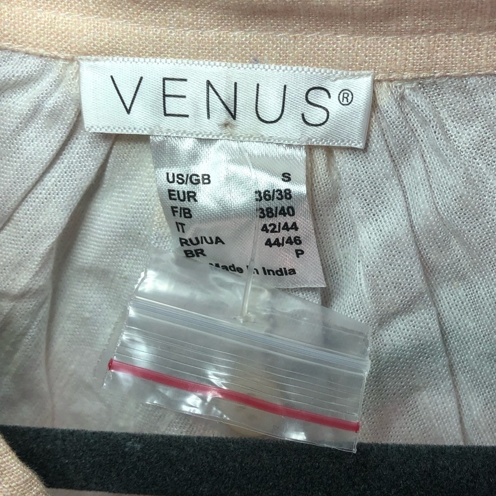 VENUS Cream Blue and Purple Linen Shirt Dress Coverup size Small NWOT - Picture 9 of 12